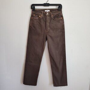 Ladies SZ 26 Re/Done Chocolate 70's Stove Pipe Cropped Jean